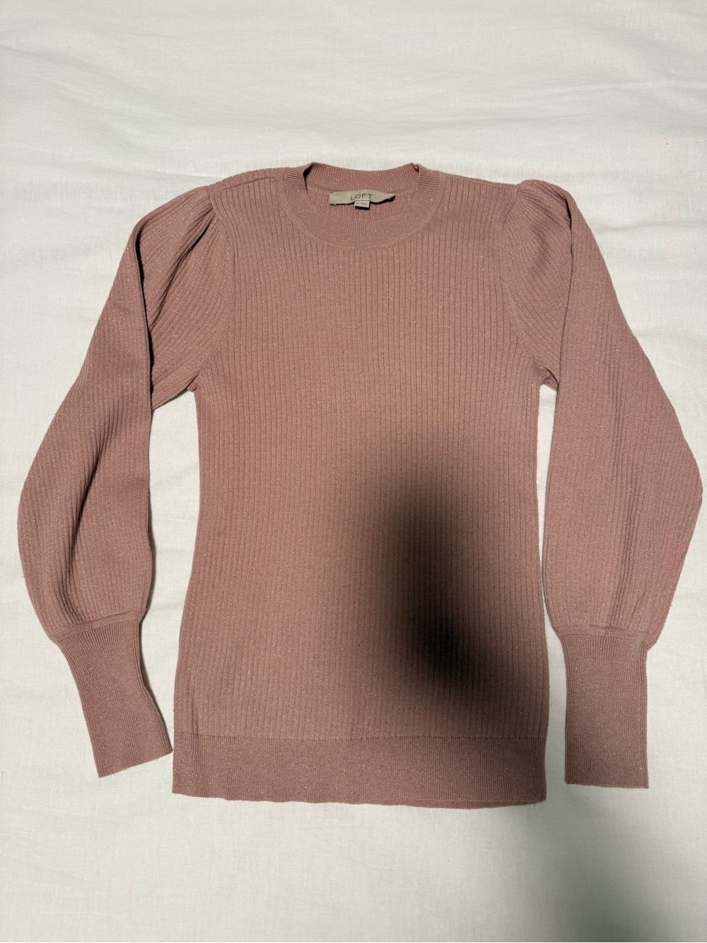 LOFT Mauve Ribbed Knit Top